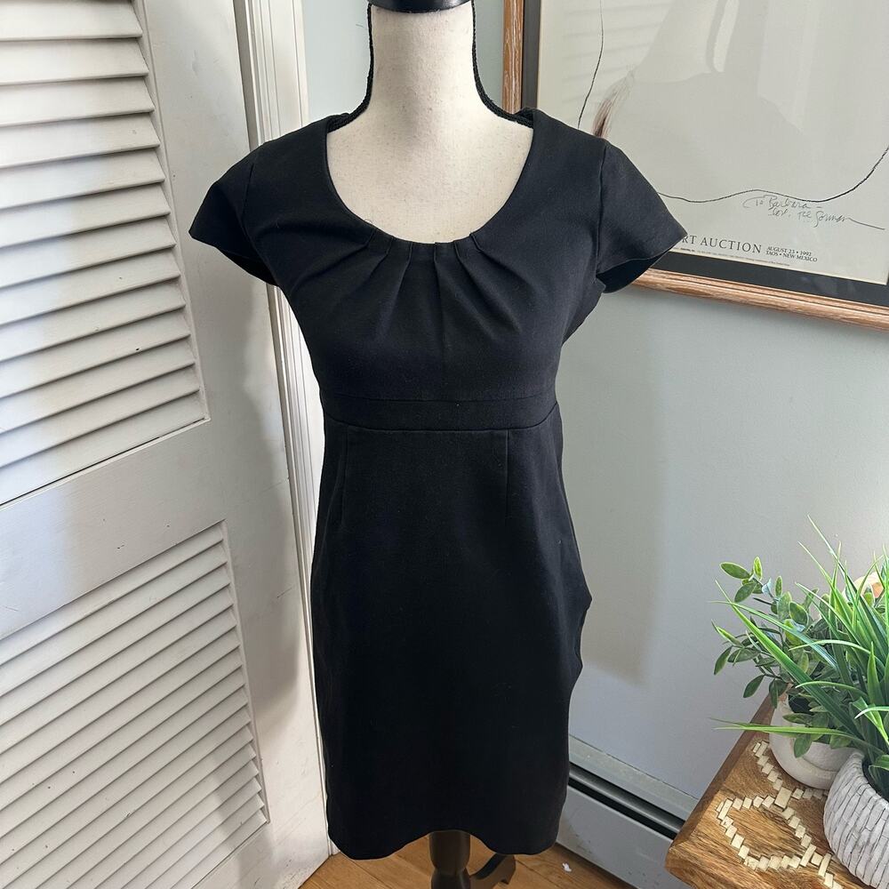 Boden Dress Womens 6 Black Sheath Jersey Knit Minimalist Elevated Basic Twee